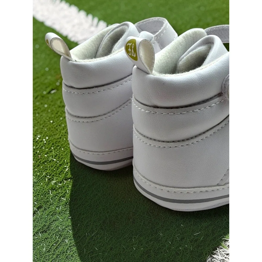 Stepping Stones First Steps White Faux Leather High Top Sneakers Size 3-6 Months